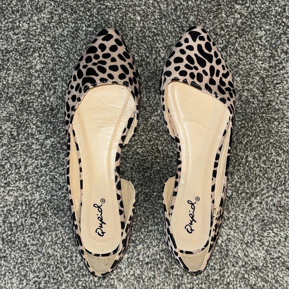 QUPID Zooey Nude Leopard Suede D'Orsay Flats in women’s size 5.5 - Picture 6 of 12